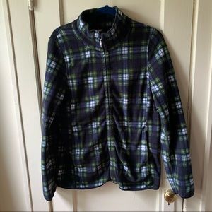 Uniqlo Green Blue Plaid Fleece Jacket XL
